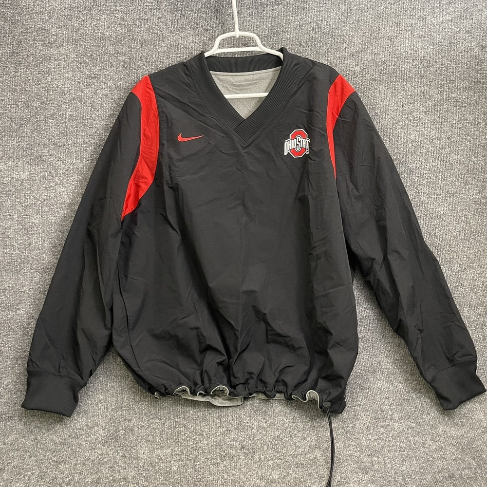 Nike Ohio State Windbreaker Mens Sz L Pullover Black Buckeyes VTG